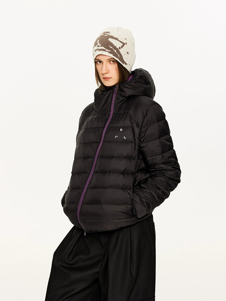KREATE Color-Block Down Jacket with 90% White Duck Down-Black-S-Free Shipping Leatheretro