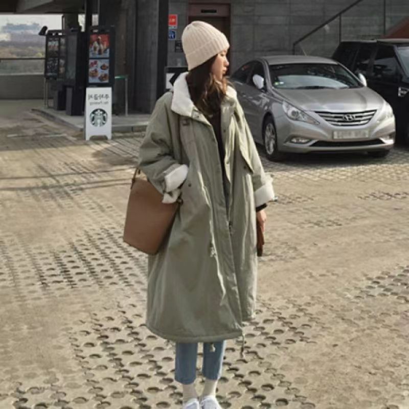 Fashion Winter Warm Long Overcoats for Women-Outerwear-Khaki-XS 40-50 kg-Free Shipping Leatheretro