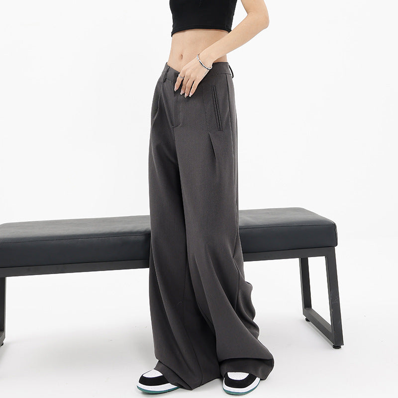 Designed Women Fall Straight Wide Legs Pants-Pants-Black-S-Free Shipping Leatheretro