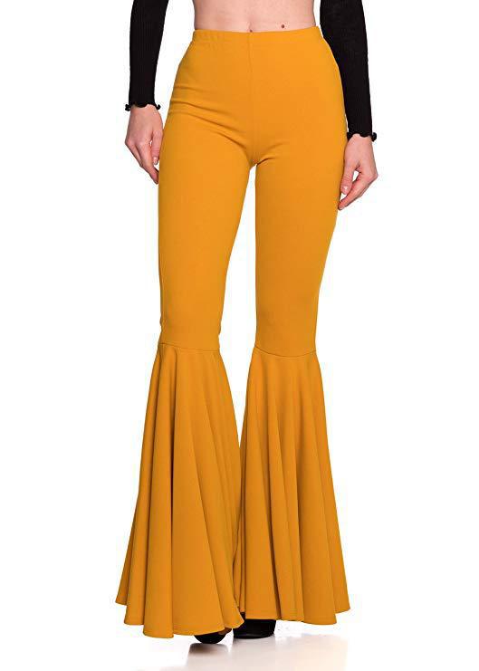 Sexy High Waist Mermaid Flare Pants-Pants-Yellow-S-Free Shipping Leatheretro