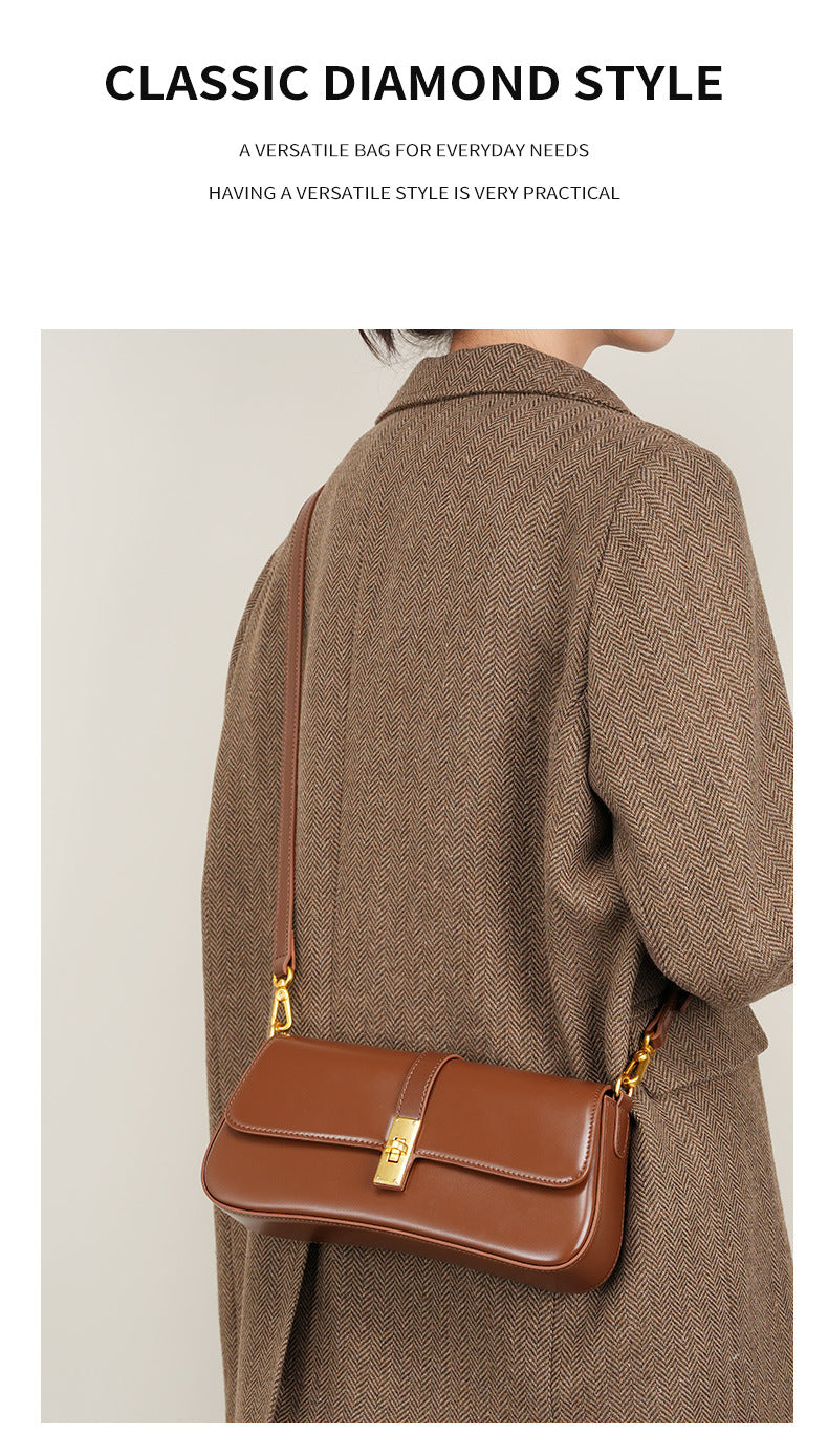 Designer Leather Baguette Bag-Handbags-Black-Free Shipping Leatheretro