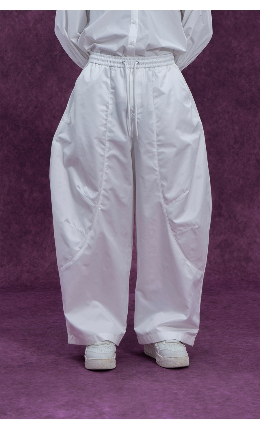 CLP Men's Wide Leg Cargo Joggers-White-M-Free Shipping Leatheretro