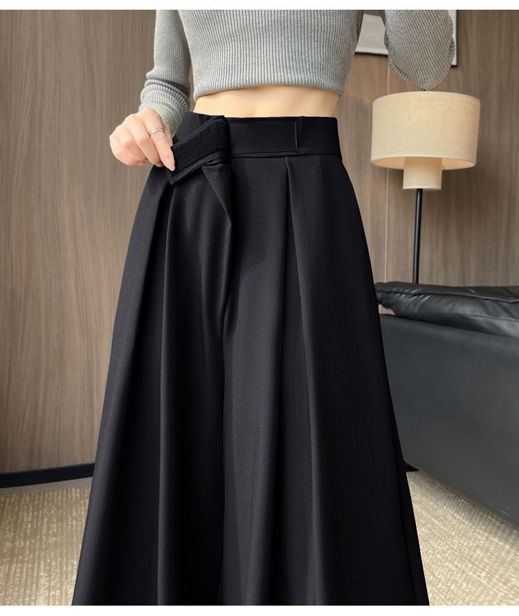 Casual High Waist Loose Wide Legs Straight Pants-Pants-Black-S-Free Shipping Leatheretro