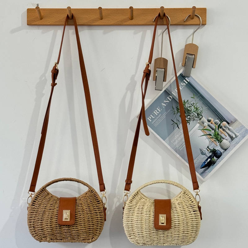Stylish One-Shoulder Frame Woven Bag-Khaki-Free Shipping Leatheretro