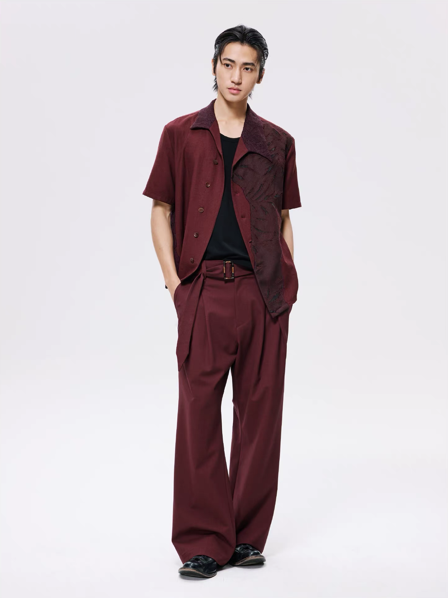 ALVNG AR ANTS Horn Buckle Belted Pleated Trousers-Pants-XS / 28-32"-Gray-Free Shipping Leatheretro