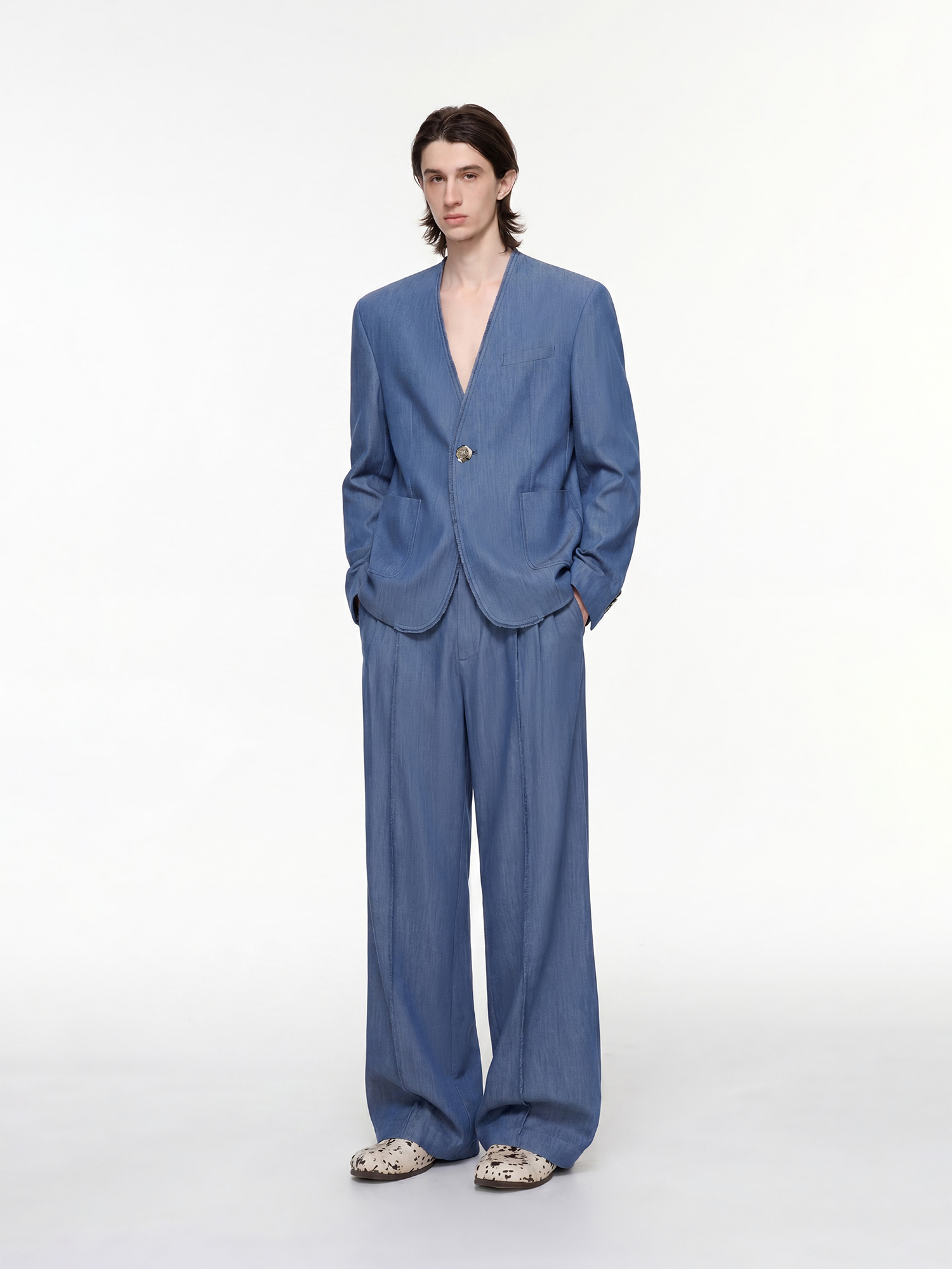 TIWILLTANG Classic Raw Edge Straight-Leg Trousers-Pants-S / 28-31”-Dark Gray-Free Shipping Leatheretro