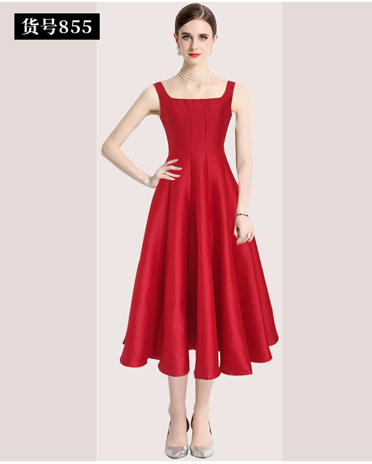 Vintage Simple Ball Evening Party Dresses-Dresses-Red-2XL-Free Shipping Leatheretro