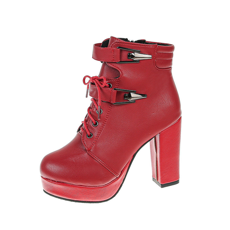 Sexy Women Plus Sizes Short Martin Boots-boots-Red-35-Free Shipping Leatheretro