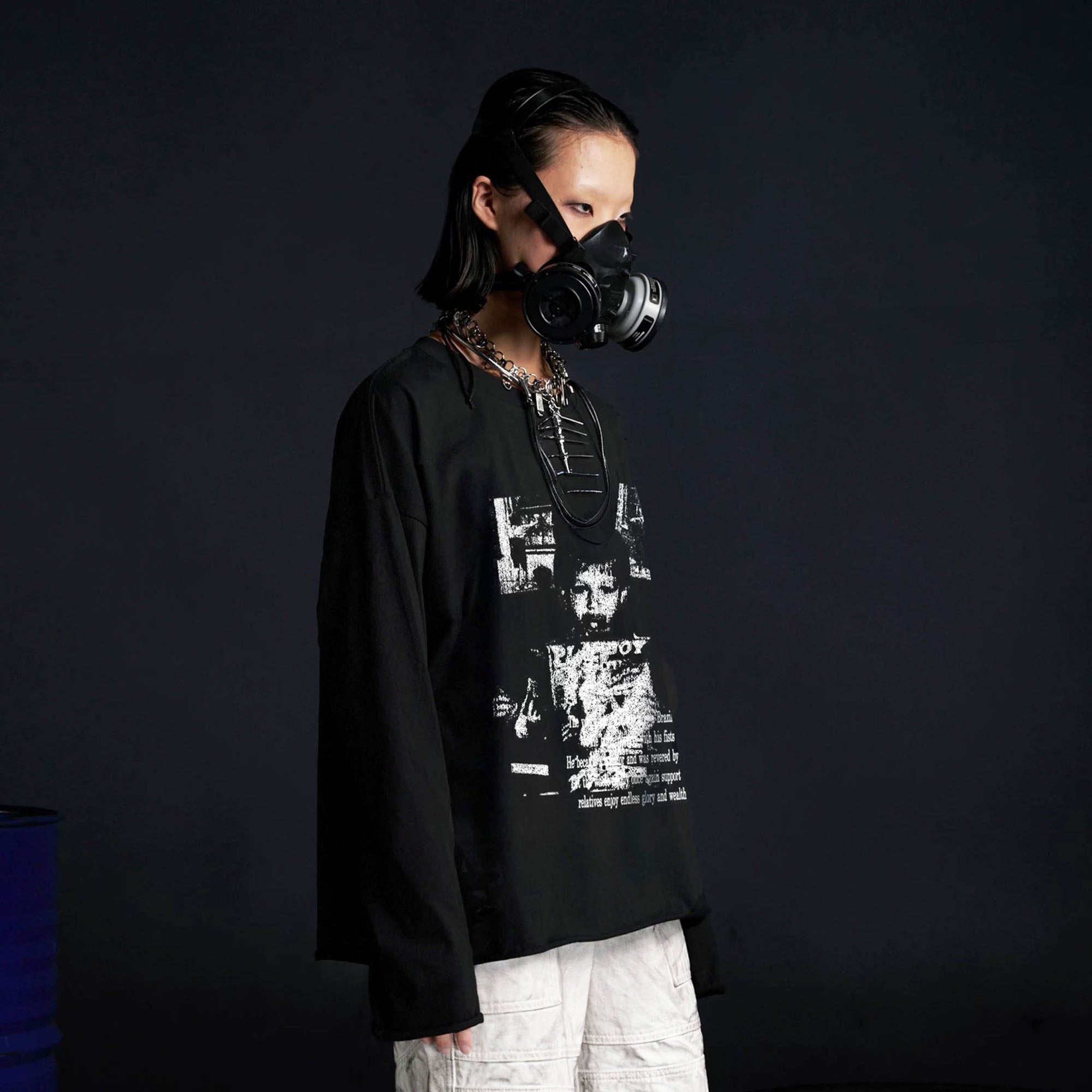 RECOVER ZONE Distressed Graphic Long Sleeve Tee-L/S Tee-S-Free Shipping Leatheretro