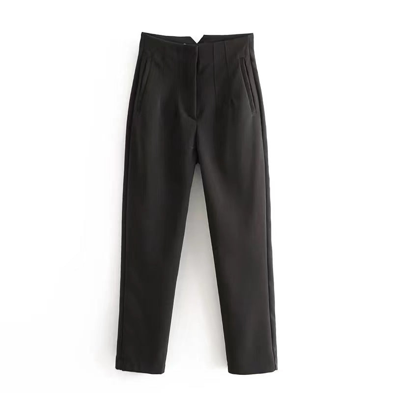 Casual Straight Women Pants-pants-Black-S-Free Shipping Leatheretro