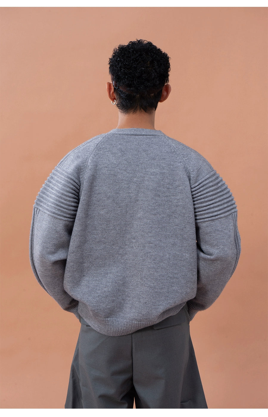 CLP Men's Oversized Drop Shoulder Cardigan Sweater-Red-M-Free Shipping Leatheretro