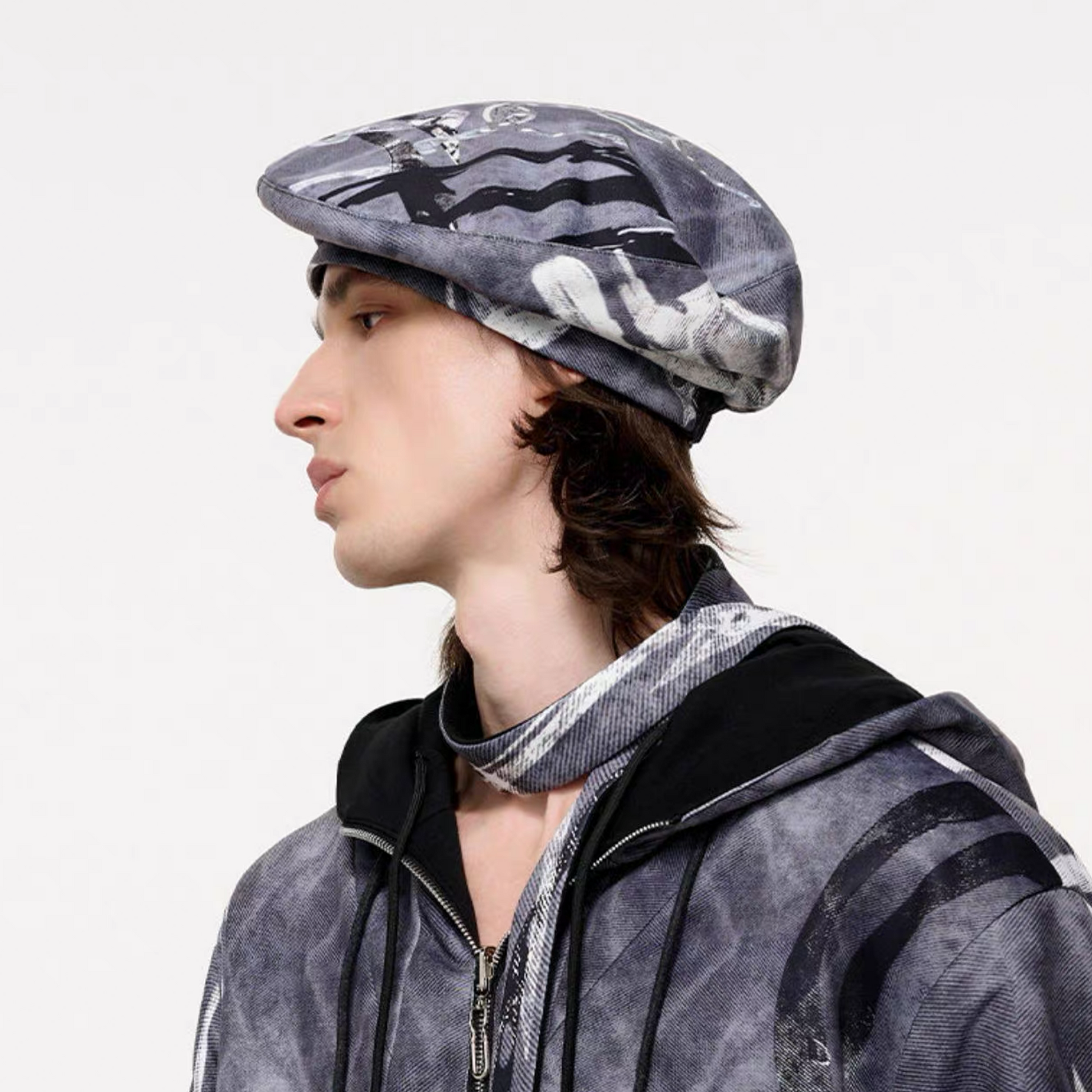 TIWILLTANG Abstract Reversible Graphic Beret-Hat, Cap, Beanie-One Size-Free Shipping Leatheretro