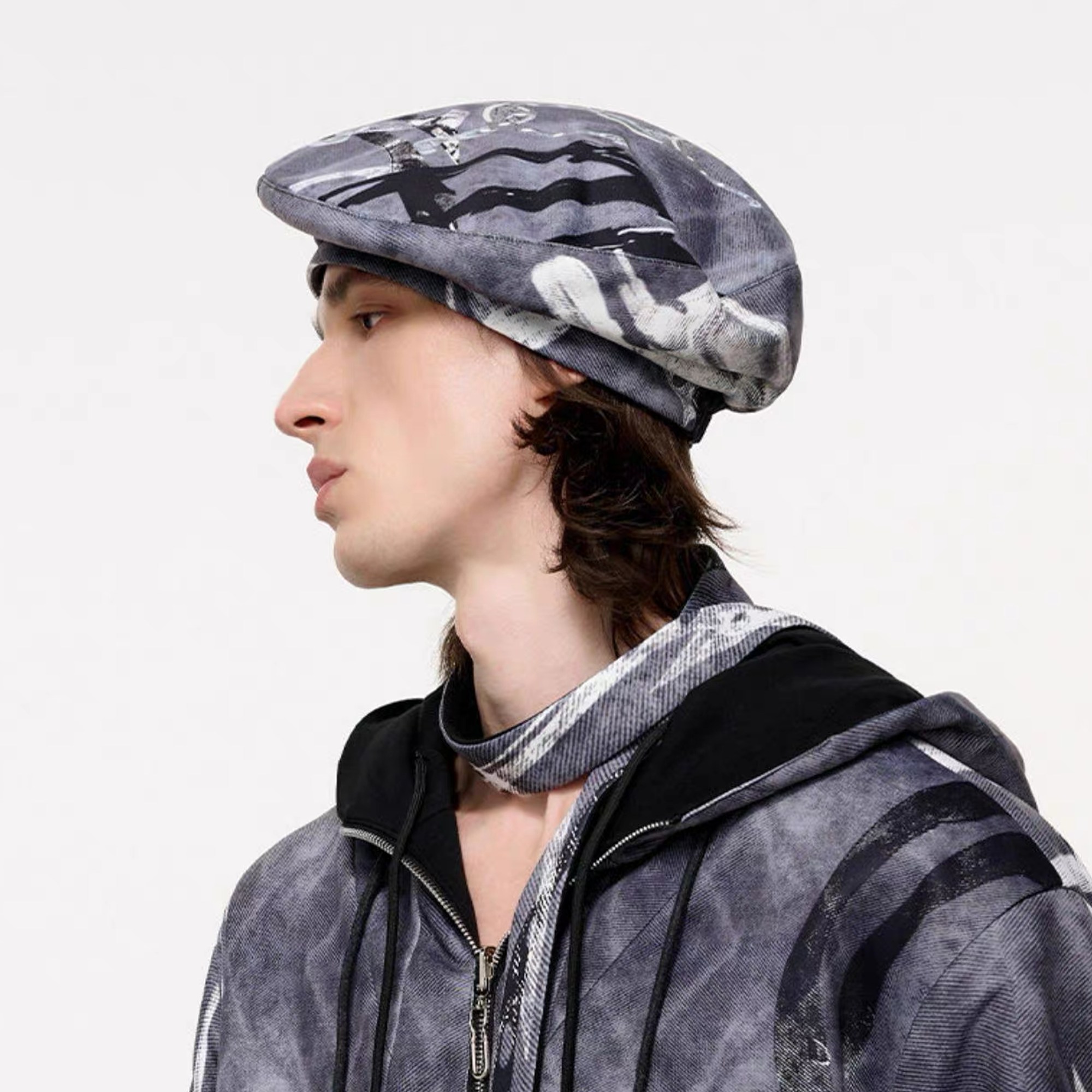 TIWILLTANG Abstract Reversible Graphic Beret-Hat, Cap, Beanie-One Size-Free Shipping Leatheretro
