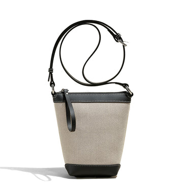 Women Versatile Shoulder Crossbody Phone Bag with Leather & Canvas-Handbags-Black-Free Shipping Leatheretro