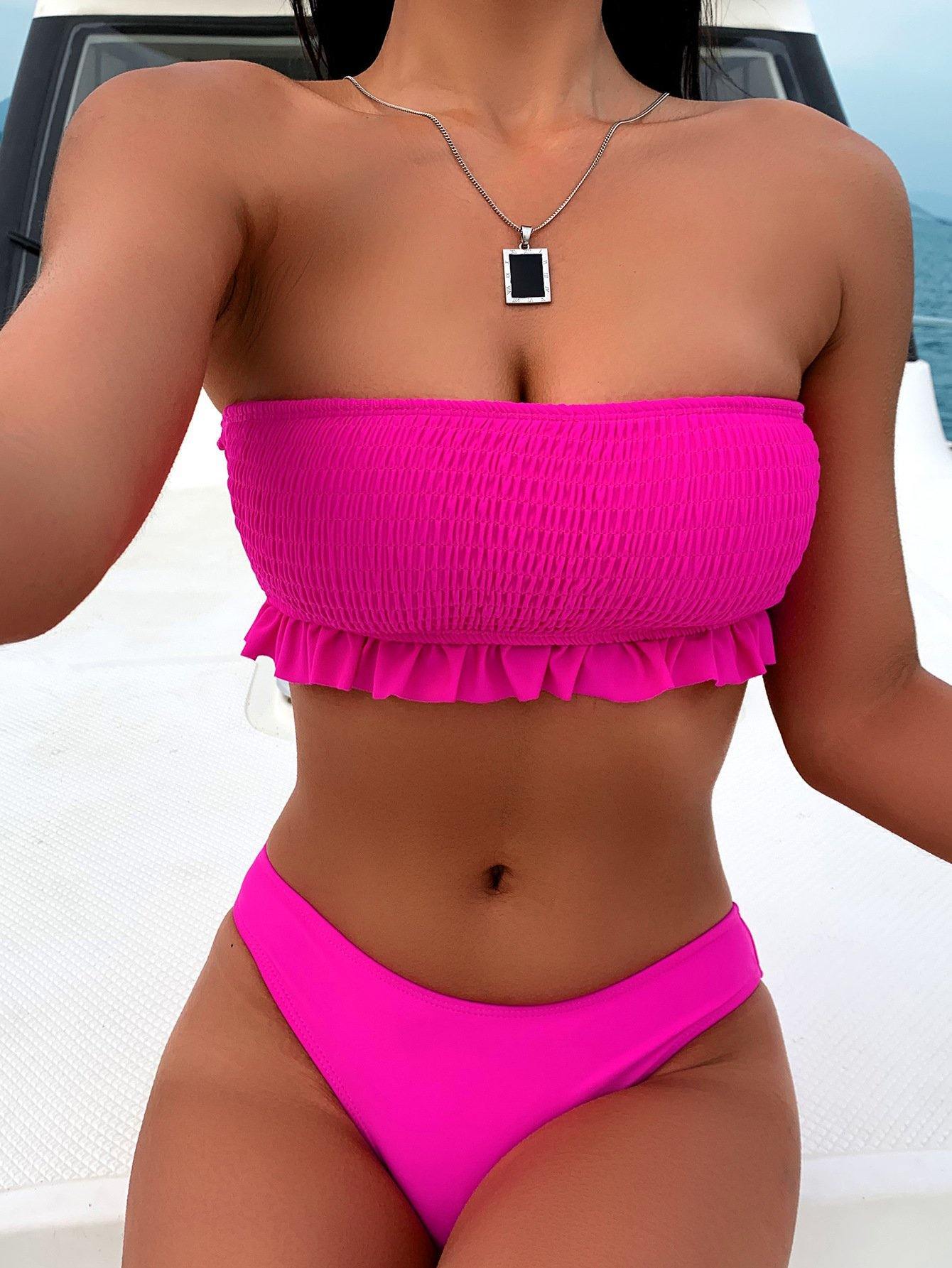 Sexy Strapless Summer Beach Bikini-Women Swimwear-Red-S-Free Shipping Leatheretro