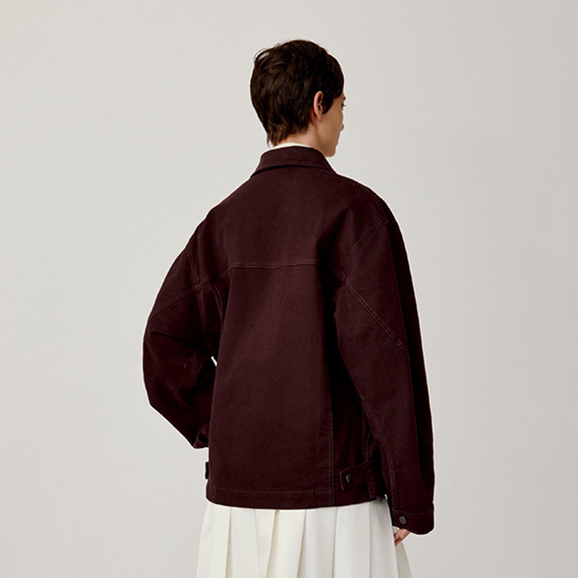 OPICLOTH Washed Patch-Pockets Curved-Cuffs Jacket-Jacket-XS-Purple-Free Shipping Leatheretro