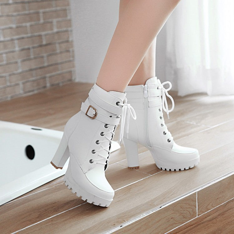 Fashion Chunky Heels Plus Sizes Short Martin Boots-White-34-Free Shipping Leatheretro