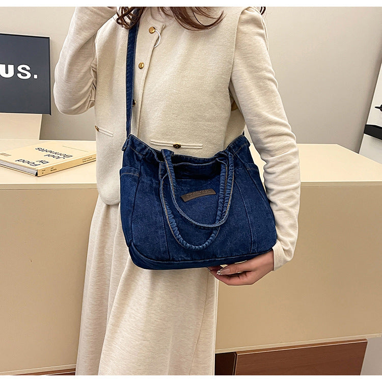 Denim Tote Bag for Women-Canvas Bag-Dark Blue-Free Shipping Leatheretro