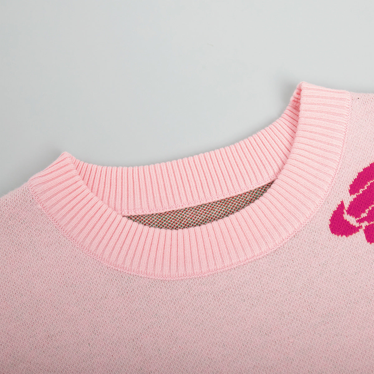 Fashion Rose Flowers Winter Knitted Women Sweaters-Sweater&Hoodies-Pink-S-Free Shipping Leatheretro