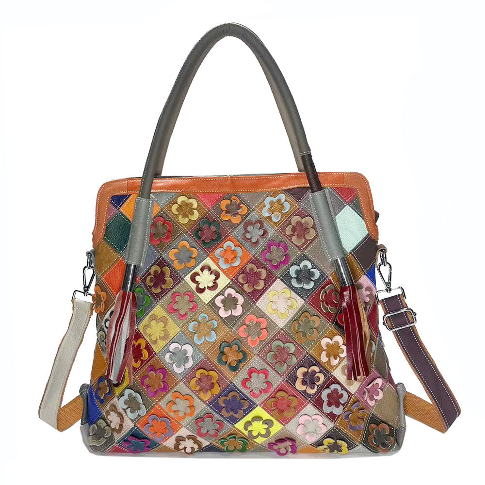 Handmade Designed Large Genuine Top-Grain Leather Crossbody Bag-Colorful-Free Shipping Leatheretro