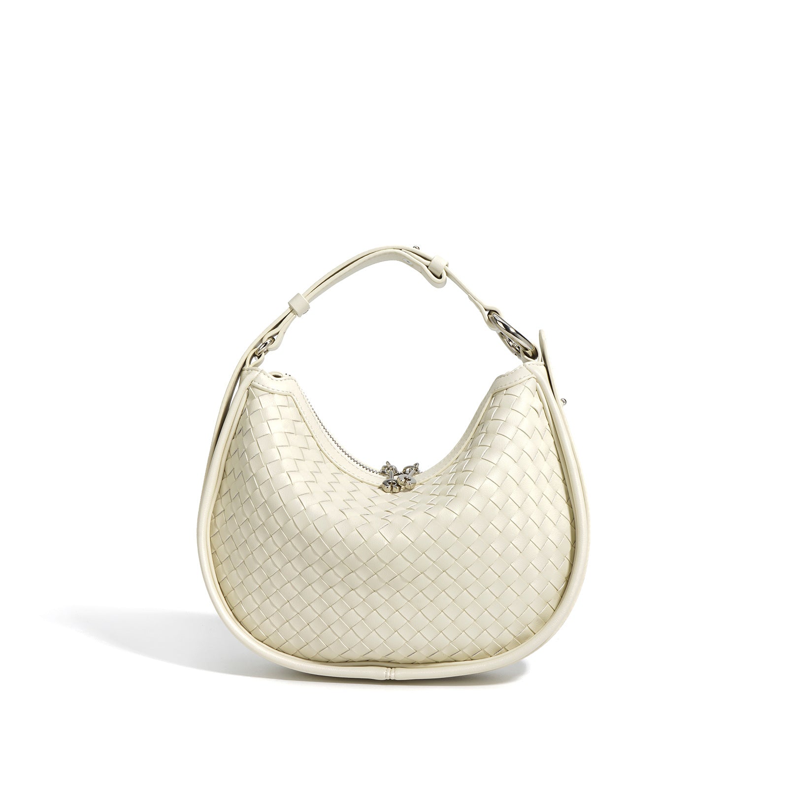 Woven Leather Crescent Bag – Stylish Boho Shoulder Bag-Shoulder Bags-White - 31*7*22cm-Free Shipping Leatheretro