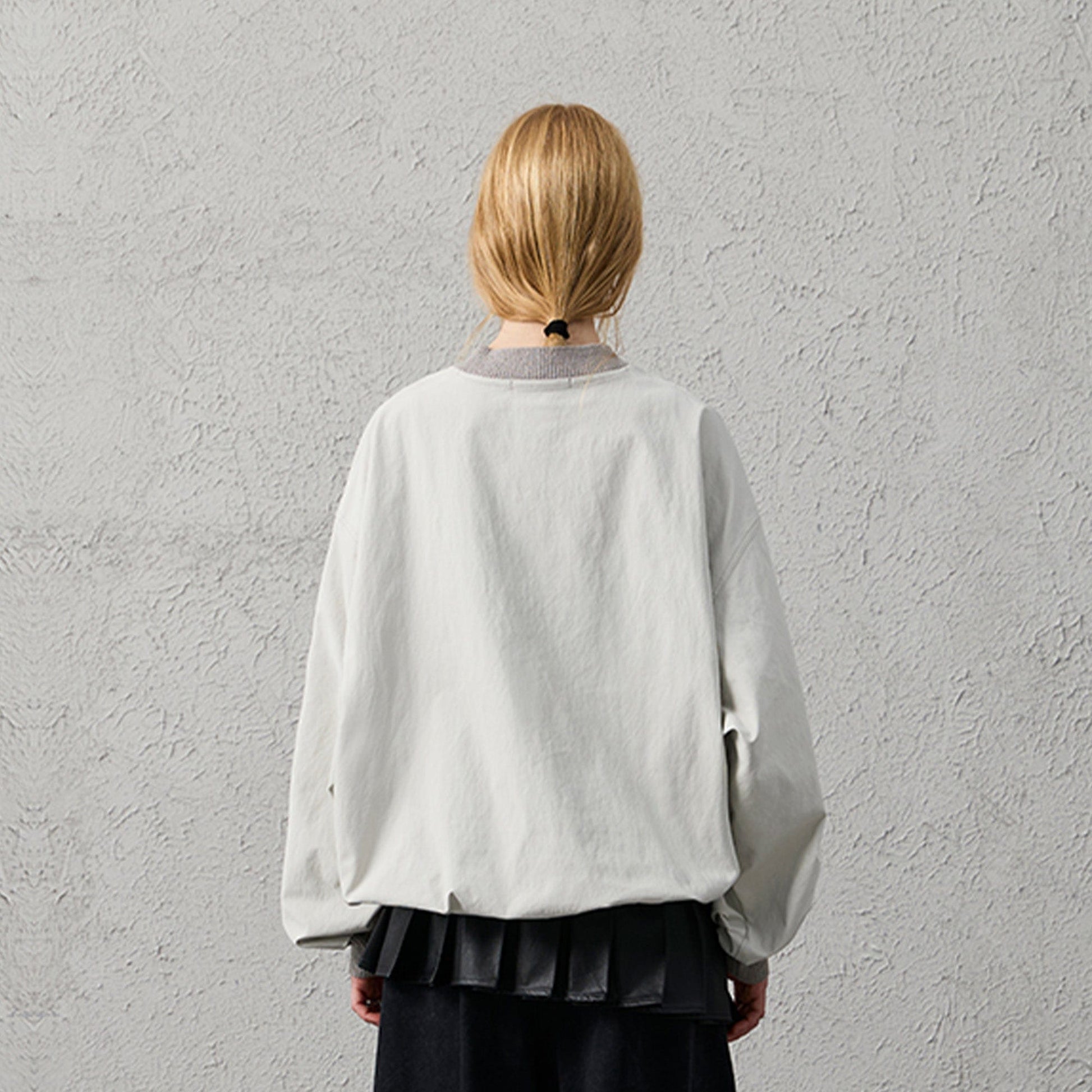 ORGANIC EMOTION Water-Repellent LOGO Embroidered Drawstring Sweatshirt-Sweatshirt-White-S-Free Shipping Leatheretro