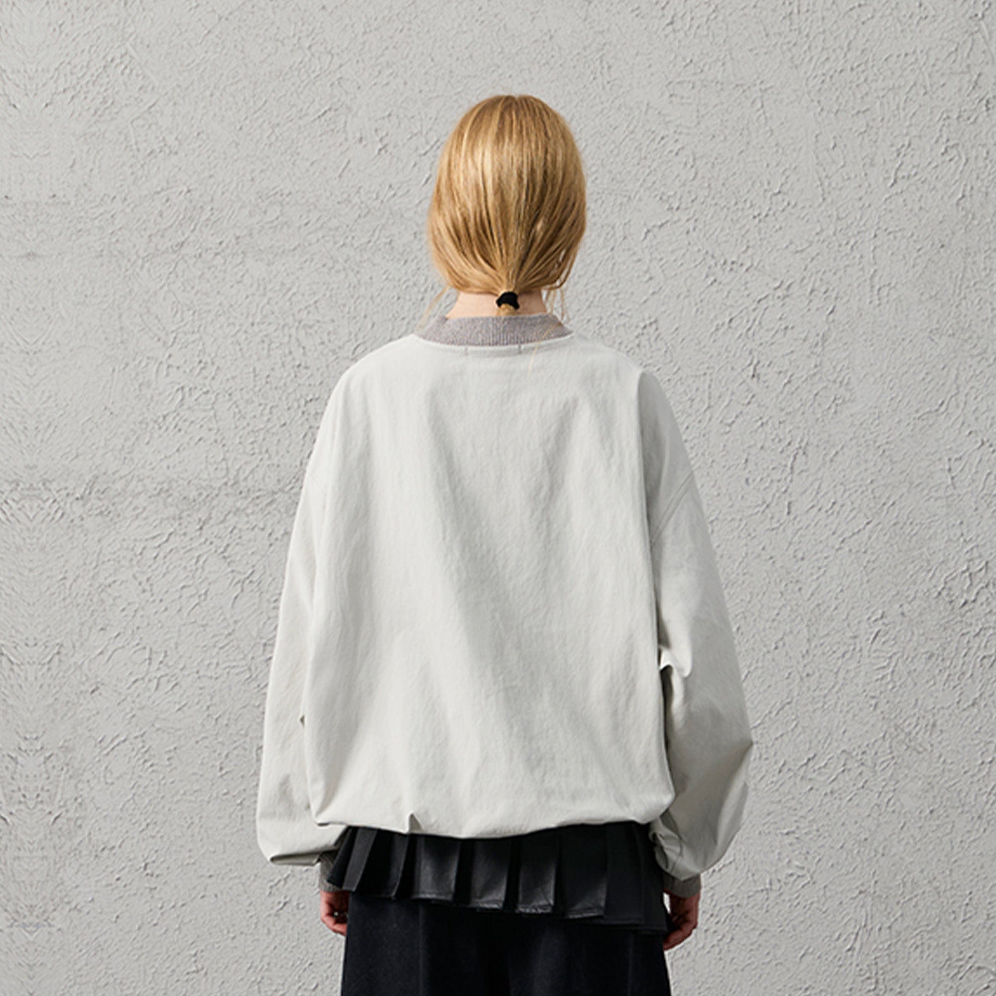 ORGANIC EMOTION Water-Repellent LOGO Embroidered Drawstring Sweatshirt-Sweatshirt-White-S-Free Shipping Leatheretro