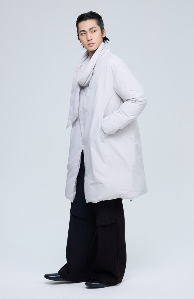 ALVNG AR ANTS Scarf-Linked Waterproof Puffer Coat-Jacket-S-Light Gray-Free Shipping Leatheretro