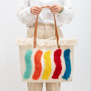 Premium Canvas Rainbow Handbag with Large Capacity Tote Bag-YX23004-1-50*10*32CM-Free Shipping Leatheretro
