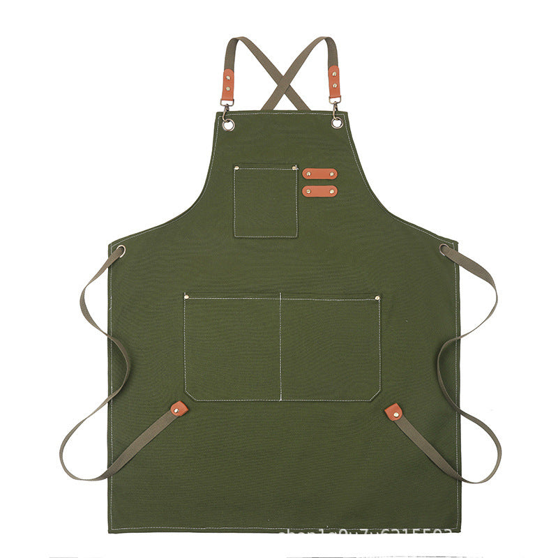 Heavy-Duty Canvas Apron – BBQ, Nail Salon, Kitchen Workwear, Home & Commercial Use-Canvas Aprons-Off-white.-Free Shipping Leatheretro