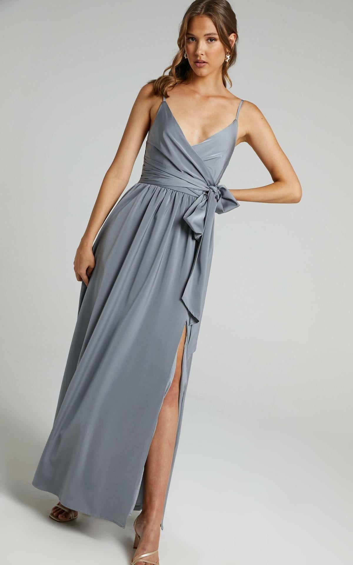 Sexy Satin Sleeveless Party Dresses-Dresses-Gray-S-Free Shipping Leatheretro