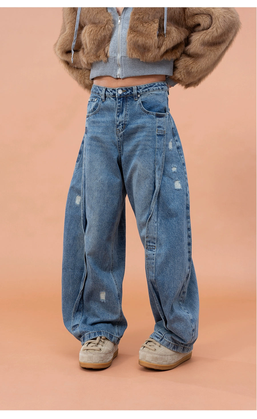 CLP Men's Distressed Cargo Jeans-Blue-M-Free Shipping Leatheretro