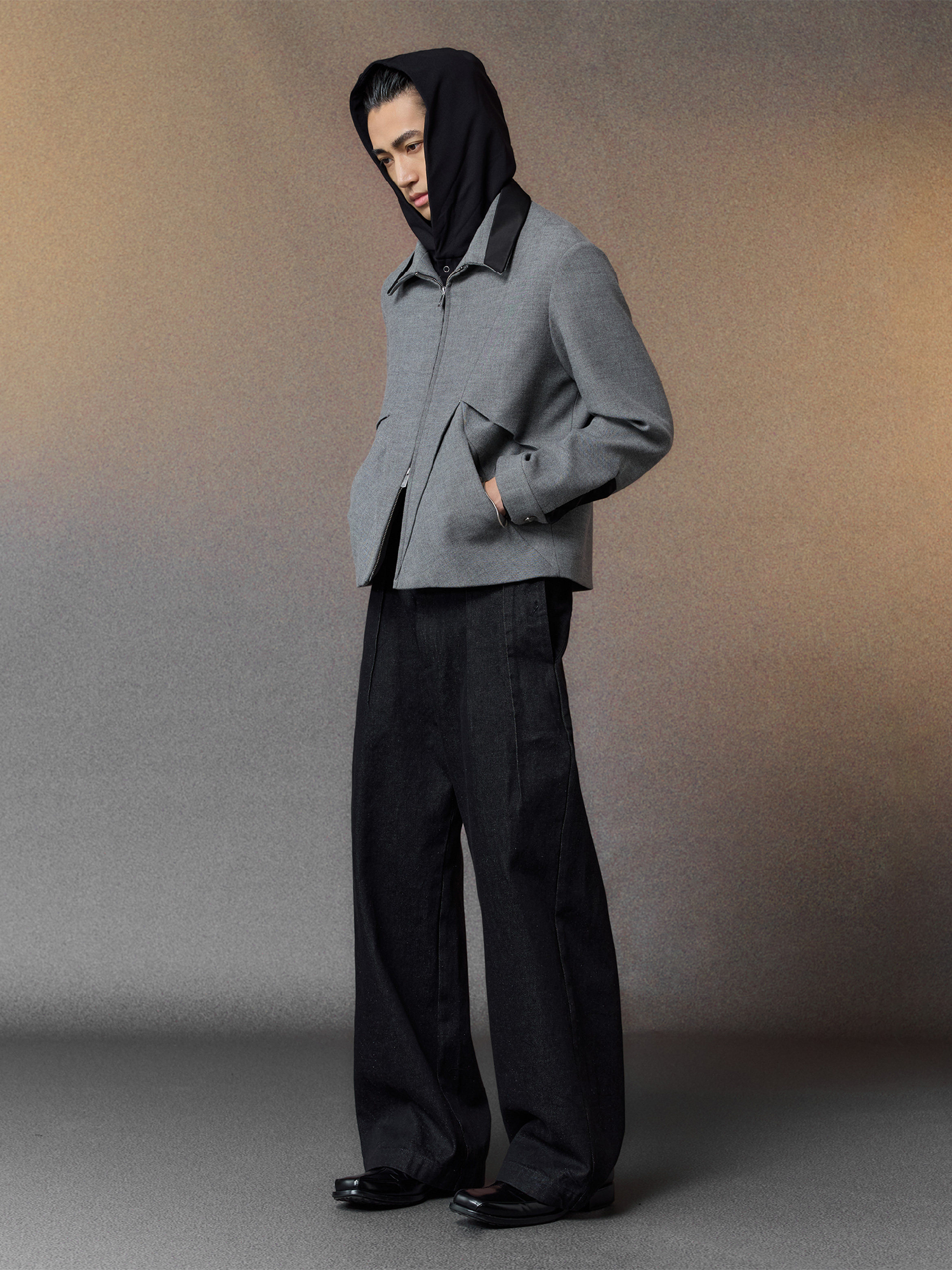 ALVNG AR ANTS Essential Contrast Collar Wool-Blend Jacket-Jacket-S-Free Shipping Leatheretro