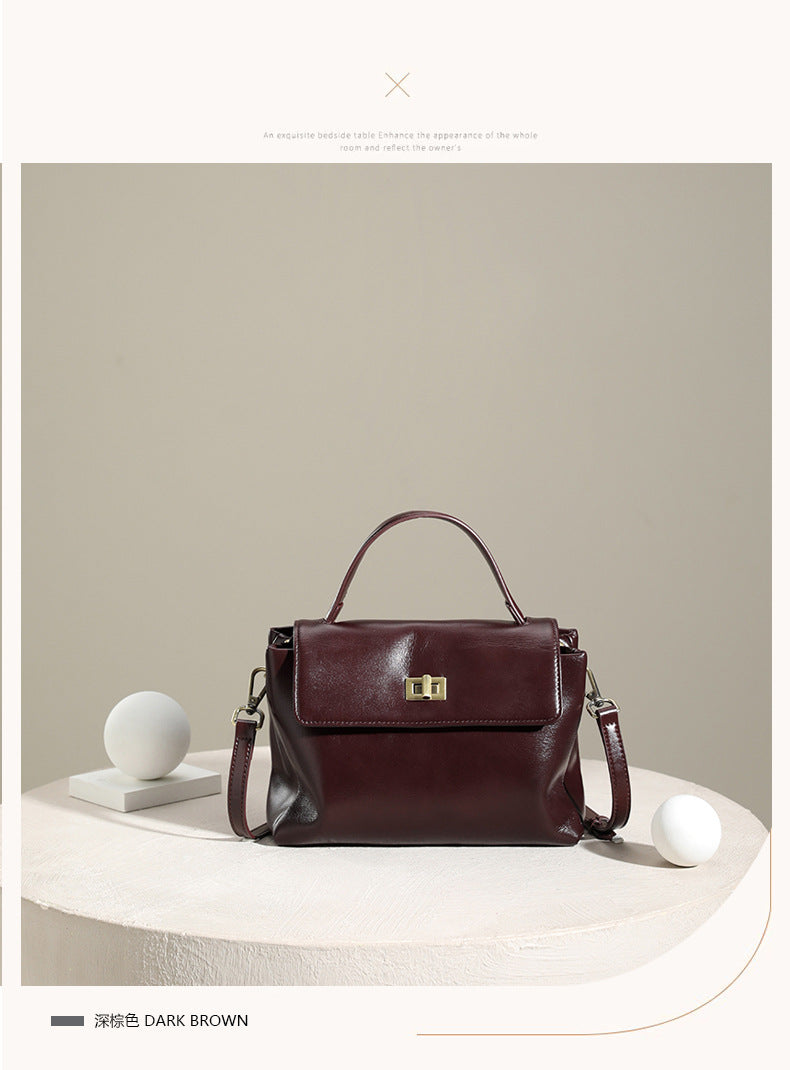 Genuine Top-Grain Soft Cowhide Leather Crossbody Bag-Handbags-Light Brown-Free Shipping Leatheretro