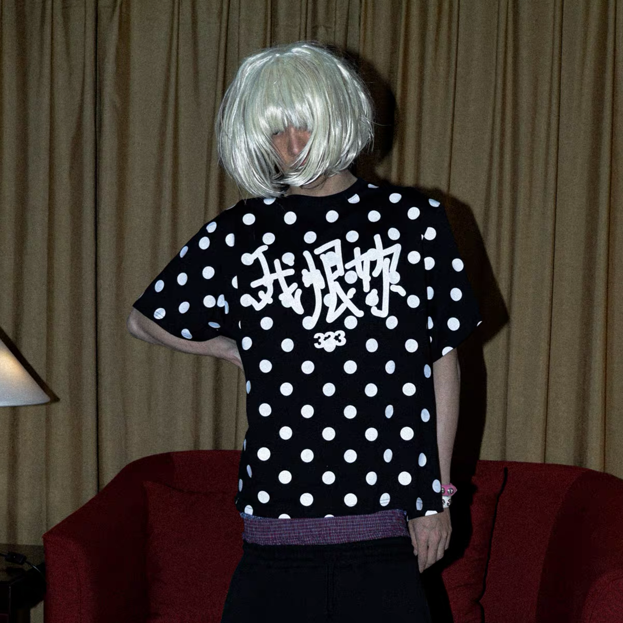 PCCVISION Polka Dot Text Graphic T-Shirt-T Shirt-S (Preorder)-Black-Free Shipping Leatheretro