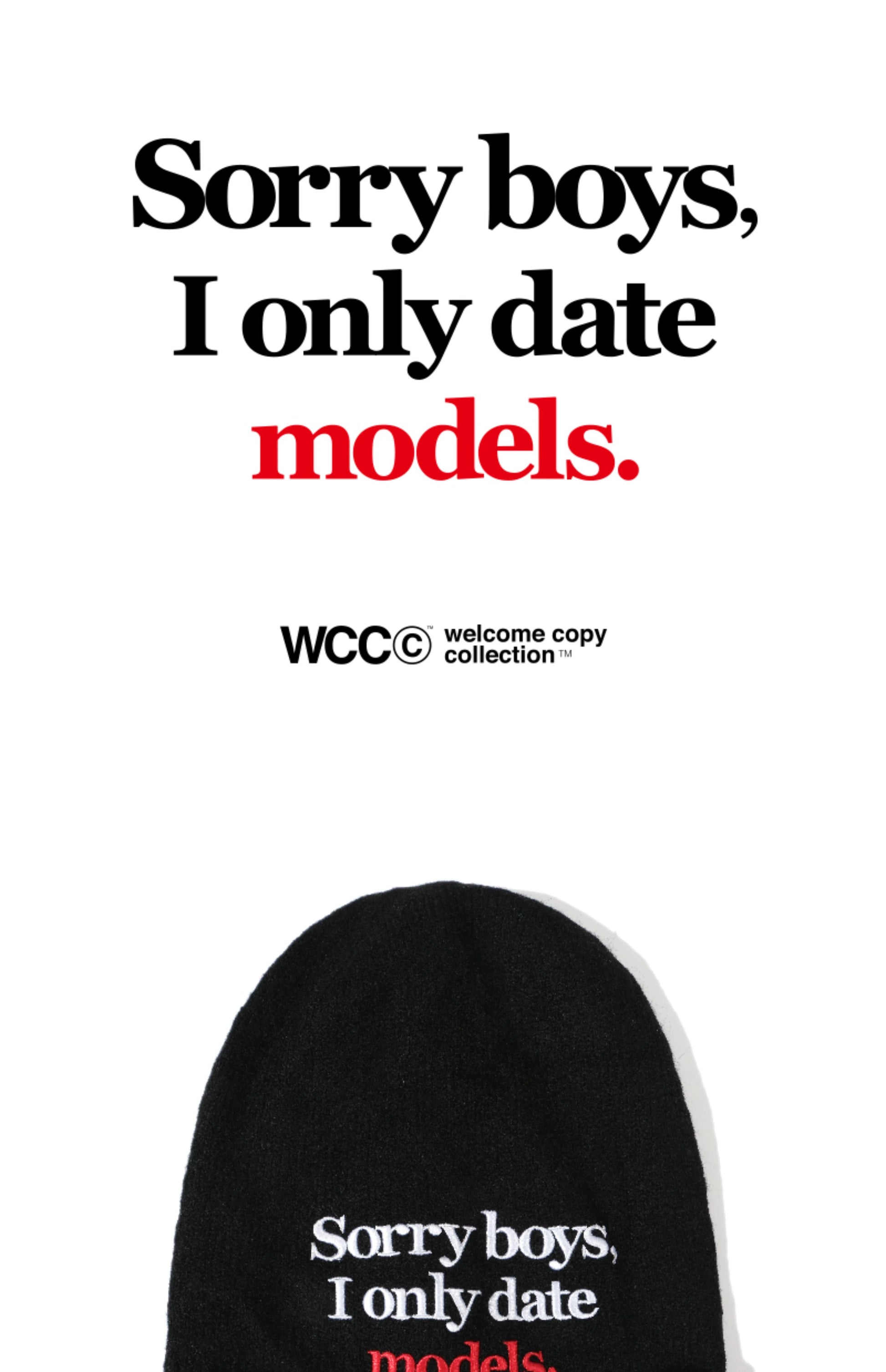 WCC Sorry Boys I Only Date Models Knitted Beanie-Black-Free Size for All-Free Shipping Leatheretro