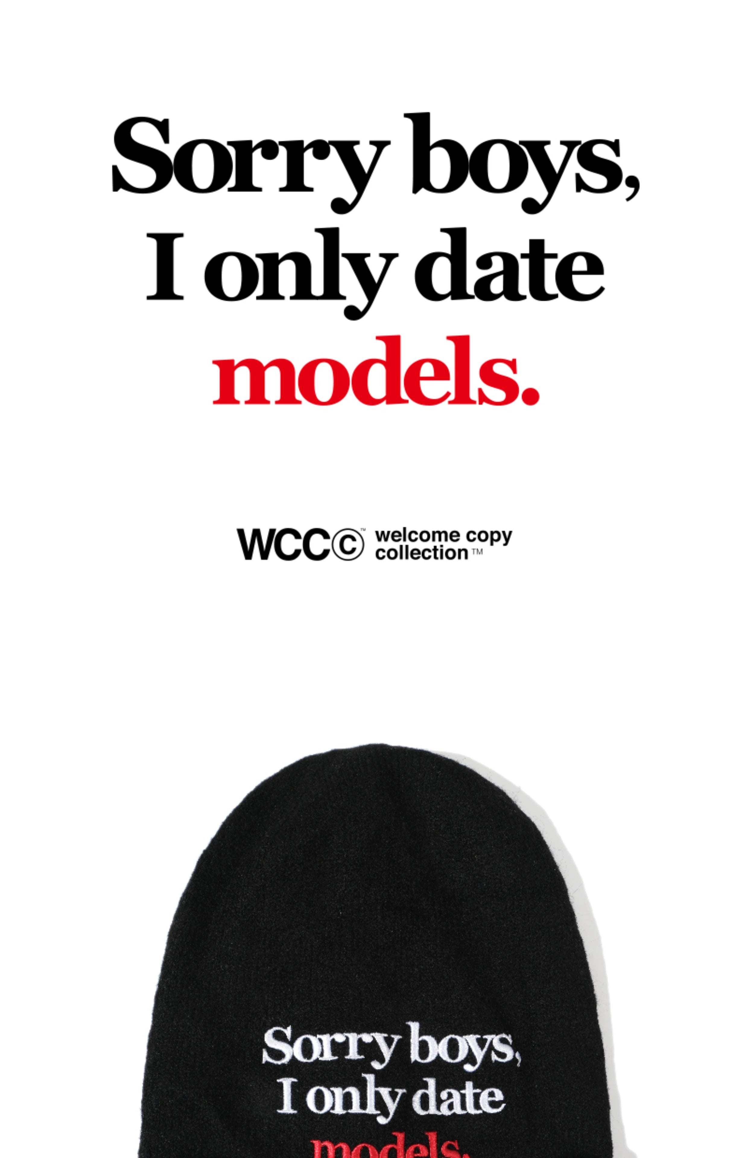 WCC Sorry Boys I Only Date Models Knitted Beanie-Black-Free Size for All-Free Shipping Leatheretro