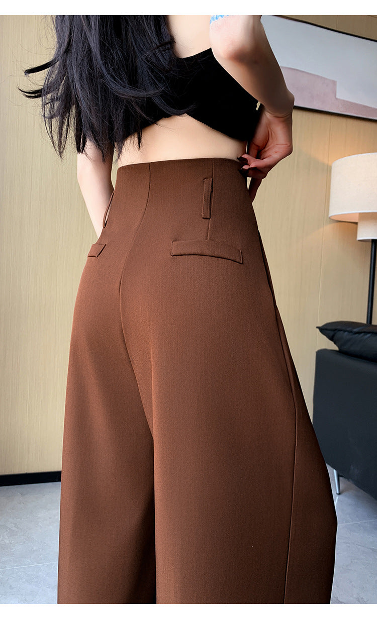 Casual High Waist Loose Long Straight Pants-Pants-Black-S-Free Shipping Leatheretro