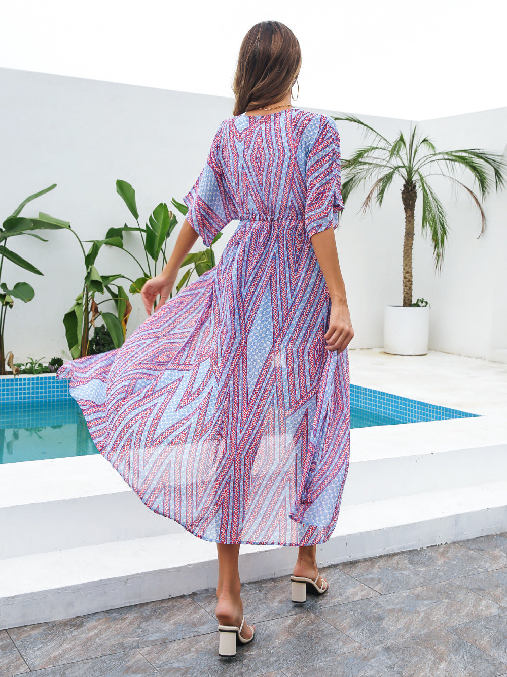 Summer Lace Up Sun Proof Long Cover Ups-Cover Ups-Blue-S-Free Shipping Leatheretro