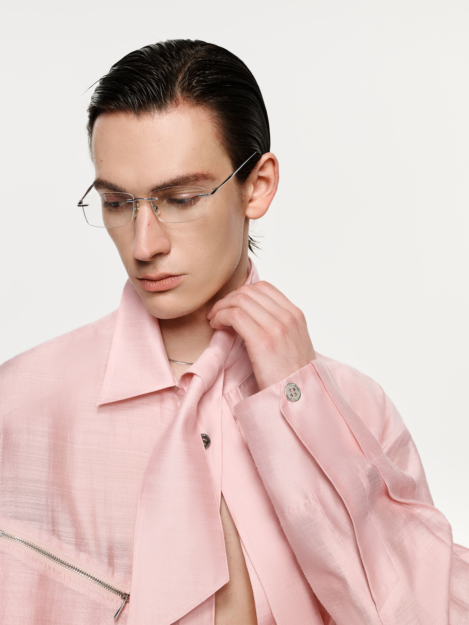 TIWILLTANG Structured Zip-Tie Tencel Shirt-Shirt-S-White-Free Shipping Leatheretro