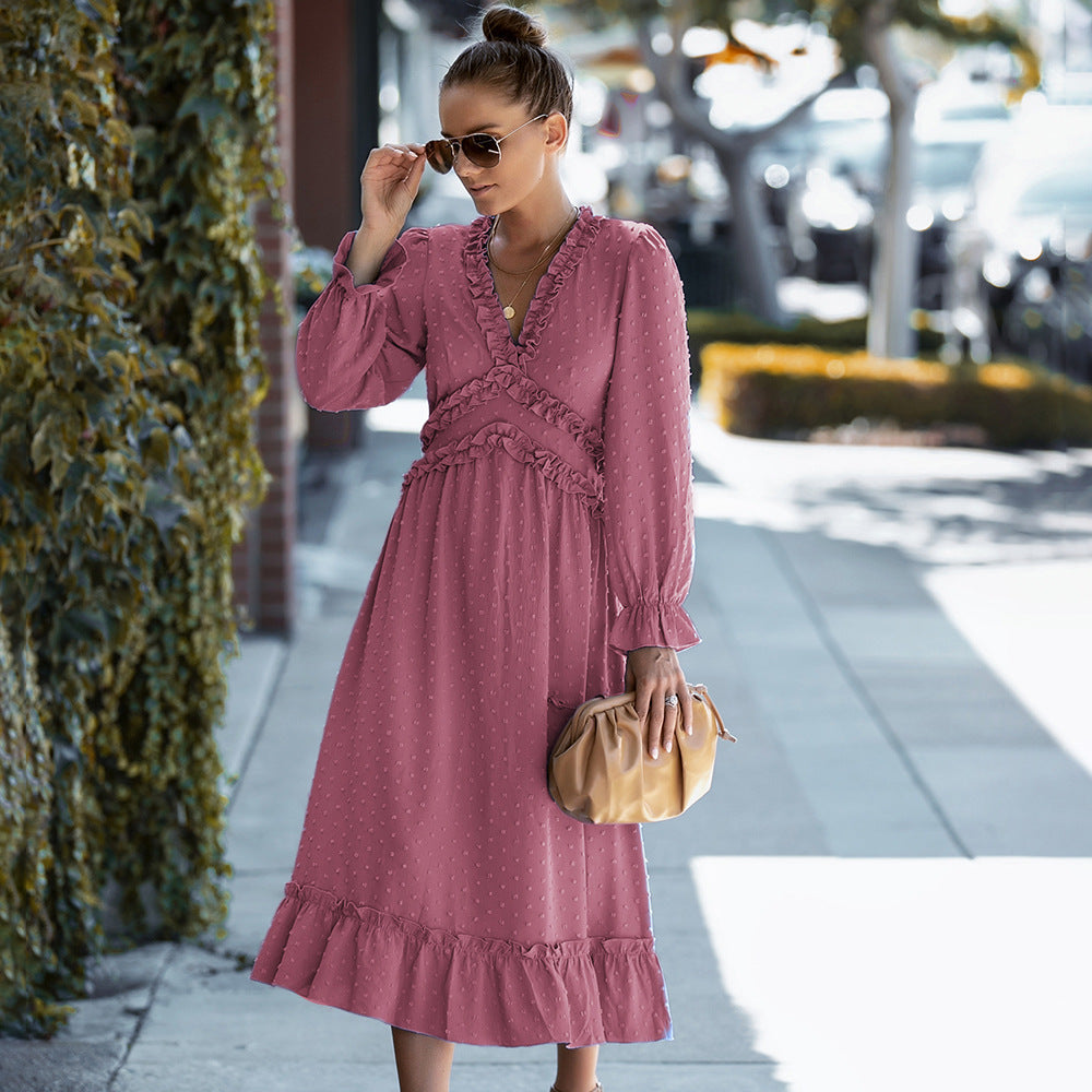Fashion Women Long Sleeves Dresses for Women-Dresses-Light Pink-S-Free Shipping Leatheretro