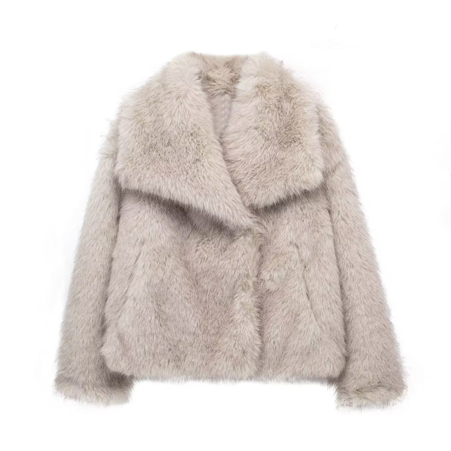 Fashion Artificial Fox Fur Winter Women Jacket Coats-Coats & Jackets-Ivory-XS-Free Shipping Leatheretro