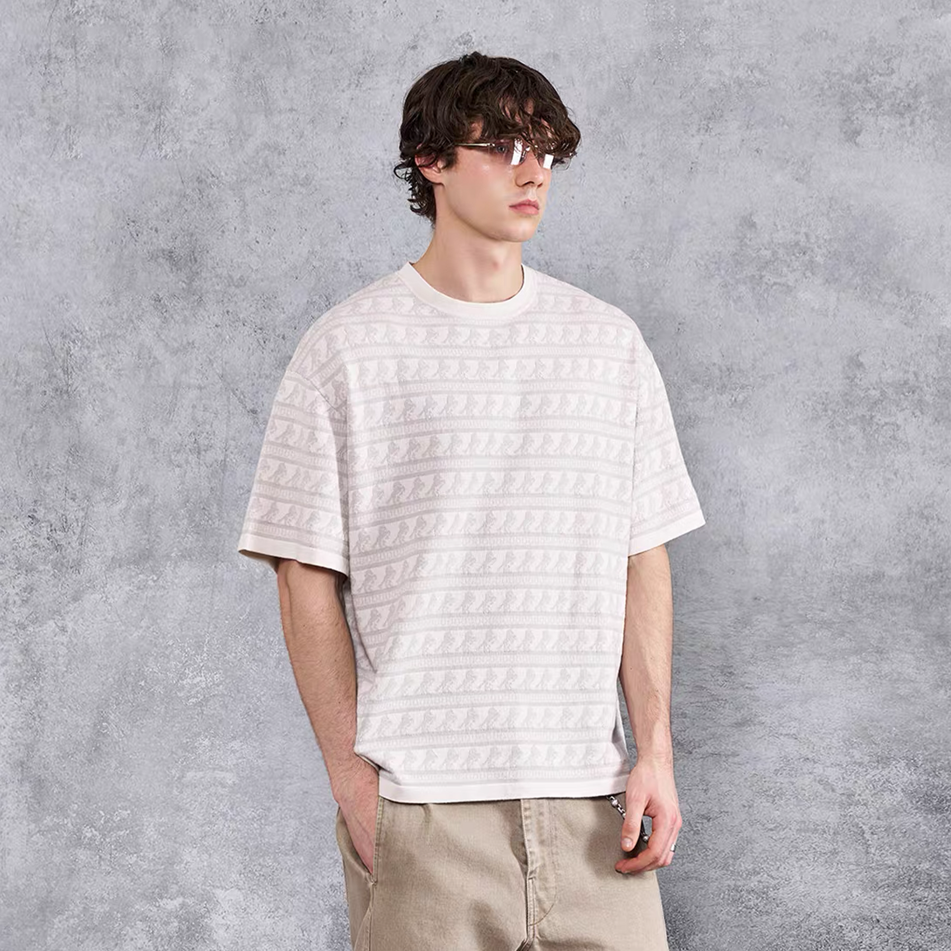 PMW Horse Jacquard Knitted T Shirt-T Shirt-S-Gold-Free Shipping Leatheretro