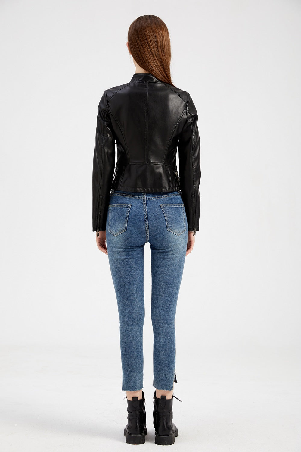 Women's Rivet Punk Biker Jacket-black-EU(XS)-Free Shipping Leatheretro