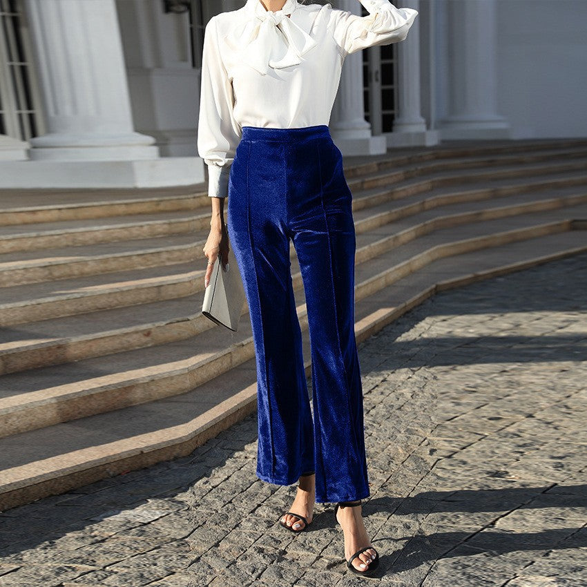 Casual High Waist Trumpet Pants for Women-Pants-Blue-S-Free Shipping Leatheretro