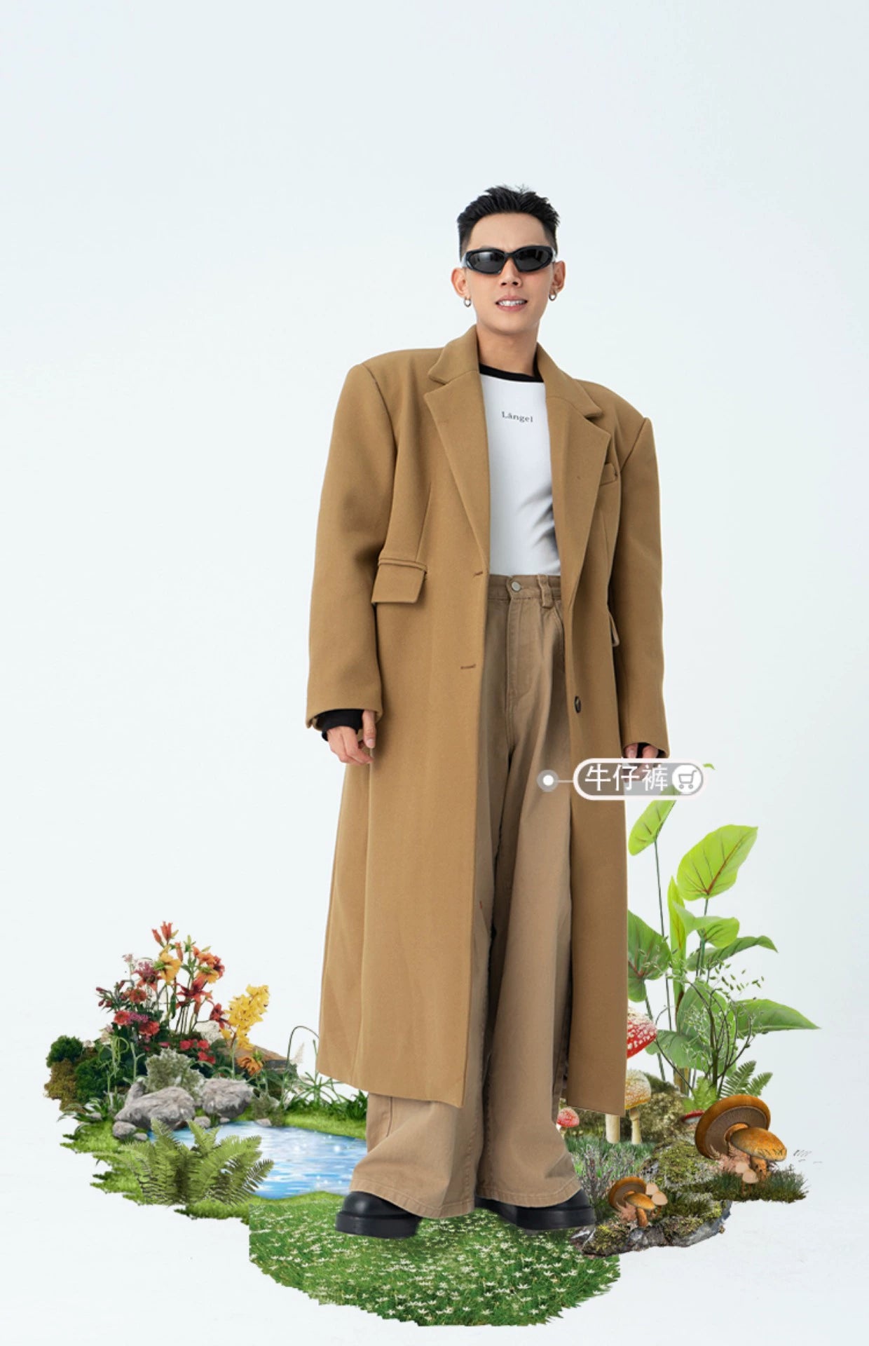 CLP Men's Oversized Wool Trench Coat-Coats & Jackets-Black-M-Free Shipping Leatheretro