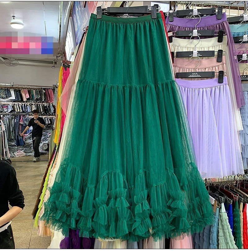 Fairy Designed Ruffled A Line Skirts for Women-Skirts-Dark Green-One Size-Free Shipping Leatheretro