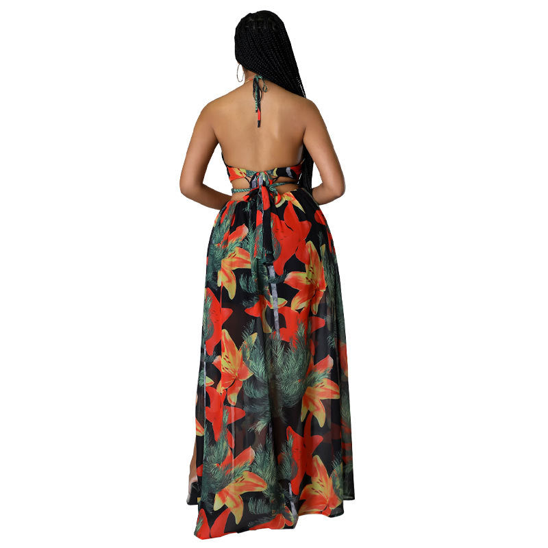 Sexy Halter Plus Sizes Summer Long Dresses-Dresses-A-S-Free Shipping Leatheretro