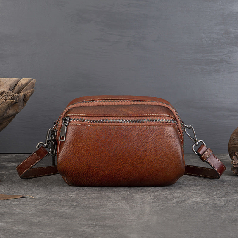 Vintage Distressed Leather Shoulder Bag-Handbags-Brown-Free Shipping Leatheretro