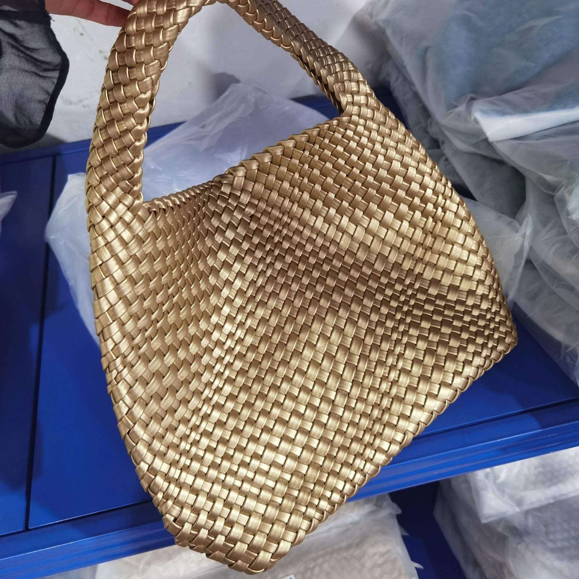 Handwoven Faux Leather Shoulder Tote Bag for Women-Black-Free Shipping Leatheretro